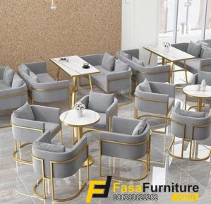Kursi Cafe Sofa Rangka Besi Gold Modern