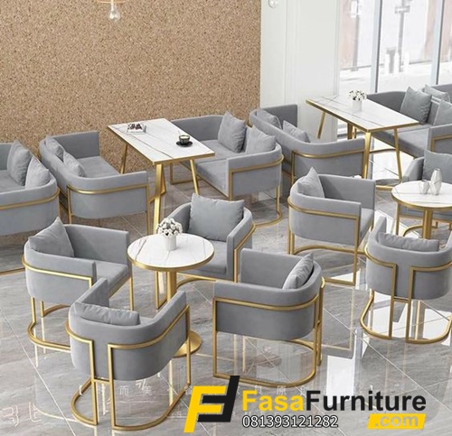 Kursi Cafe Sofa Rangka Besi Gold Modern