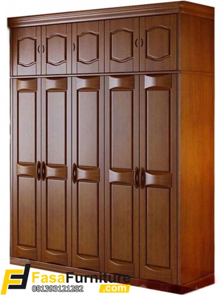 Lemari Pakaian Jati 5 Pintu Mewah