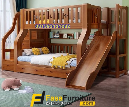 Model Tempat Tidur Anak Sultan Tingkat Kayu Jati Terbaru