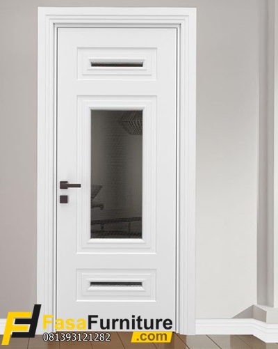Pintu Kantor Minimalis Putih Model Kaca Tengah Mewah