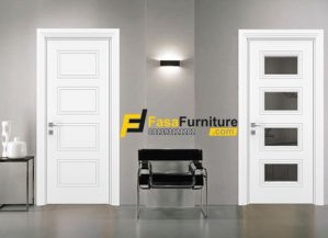 Pintu Kantor Motif Kaca Warna Putih Modern