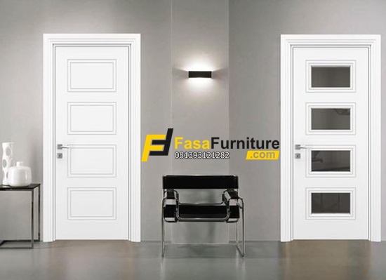 Pintu Kantor Motif Kaca Warna Putih Modern