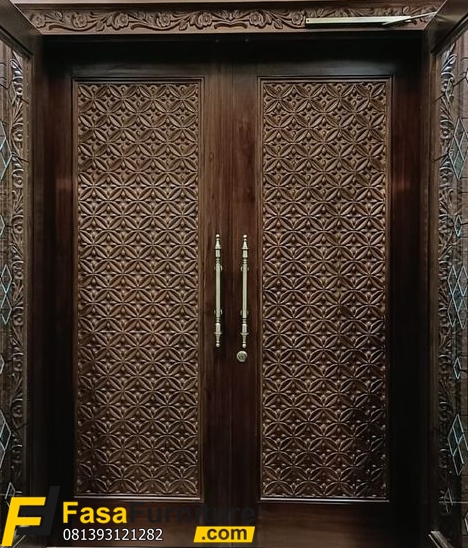 Pintu Rumah Klasik Kayu Jati Full Ukiran CNC Mewah