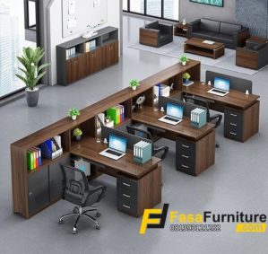Meja Kerja Karyawan Kantor Natural Jati