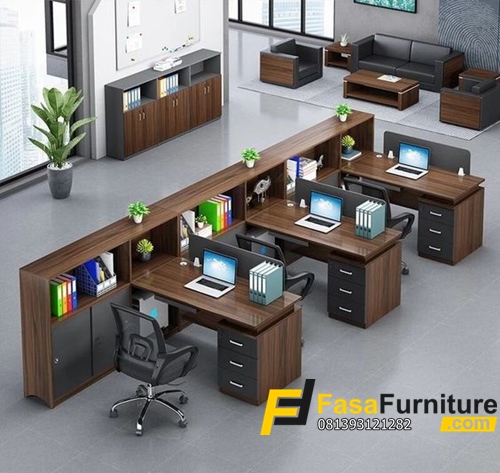 Meja Kerja Karyawan Kantor Natural Jati