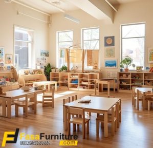 Model Meja Belajar Anak TK Kayu Jati Modern