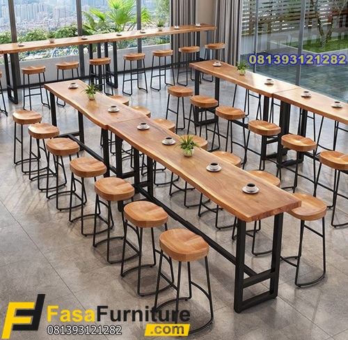 Meja Kursi Cafe Kayu Trembesi Utuh Modern