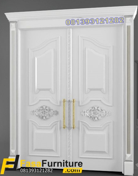 Pintu Rumah Klasik Putih 2 Daun Pintu Mewah